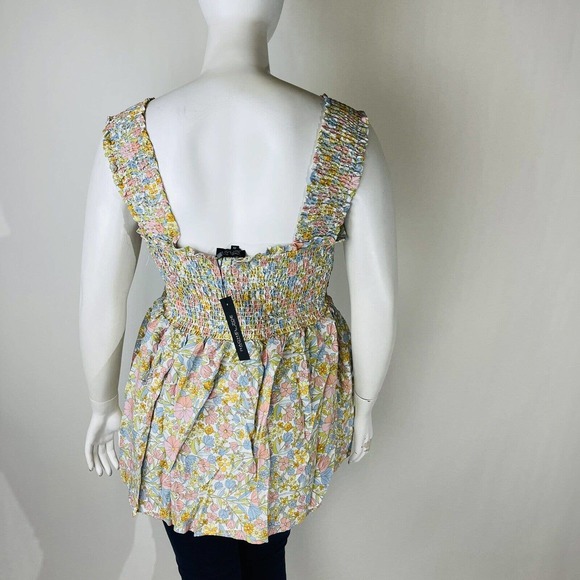 New Rachel Zoe Womans Sz 1X Plus White Floral Smocked Ditsy Print NWT - Picture 5 of 8